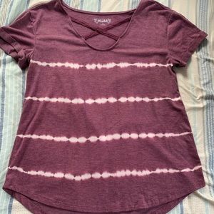 Purple striped shirt with lace